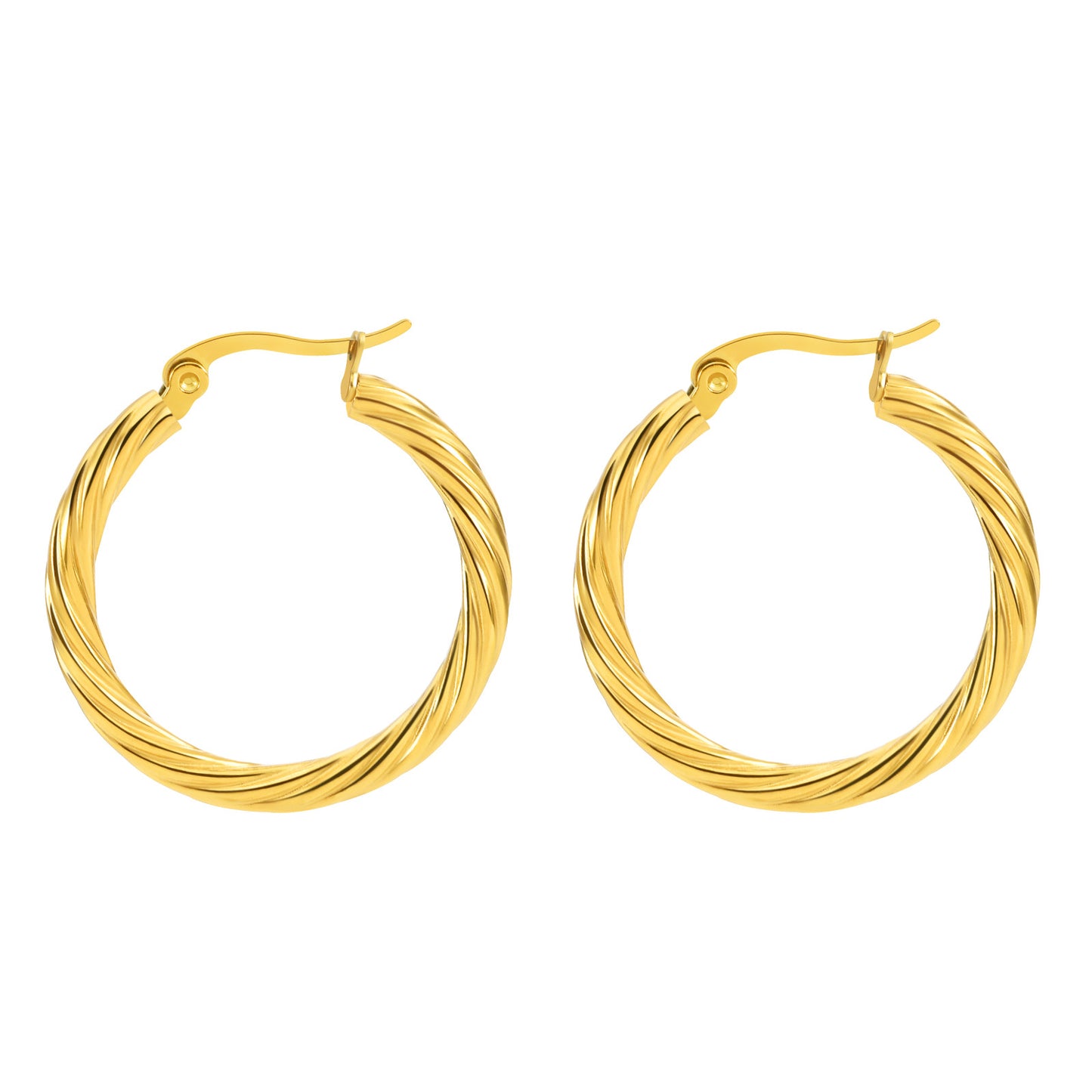 Women's Shaped Titanium Steel Gold-plated Simple Corrugated Earrings