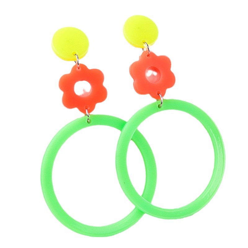 Women's Simple Geometric Round Acrylic Contrast Color Exaggerated Earrings