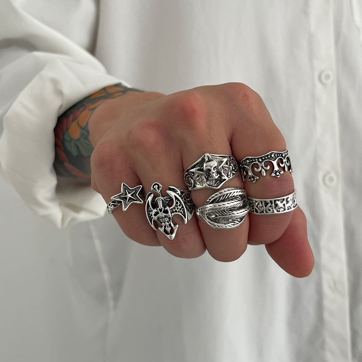 Sweet Cool Dark Ghost Snake Suit Niche Halloween Ring