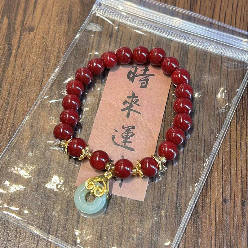 Style Cinnabar Imitation Purple Gold Sand Life Peace Bracelets