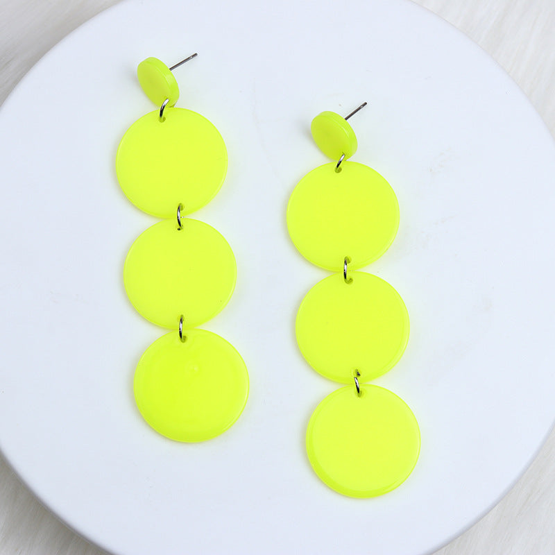 Women's Three-piece Stitching Round Piece Ear Retro Earrings