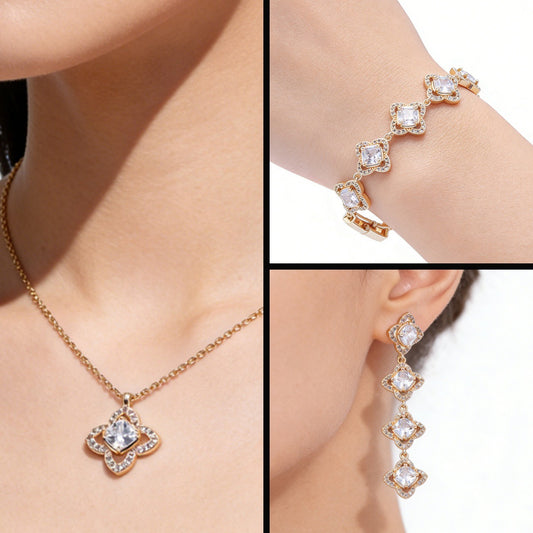 Clover Style Light Luxury Simple Diamond High Sense Jewelry Set