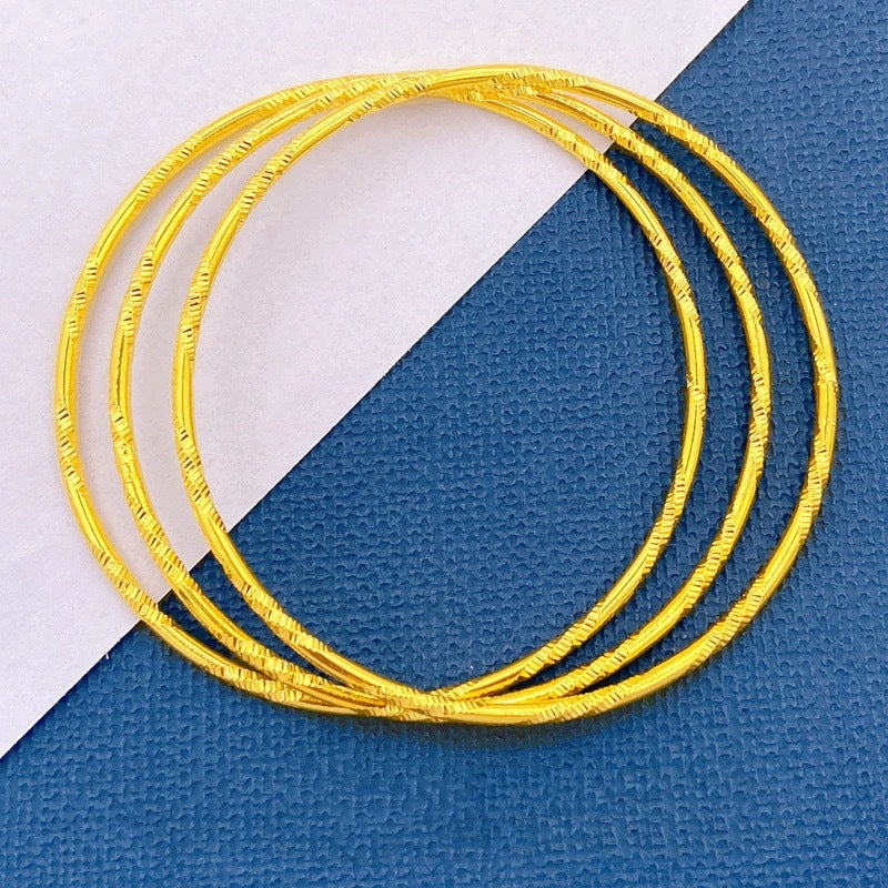 Women's Vietnam Placer Gold Glossy Starry Sky Fine Circle Bracelet