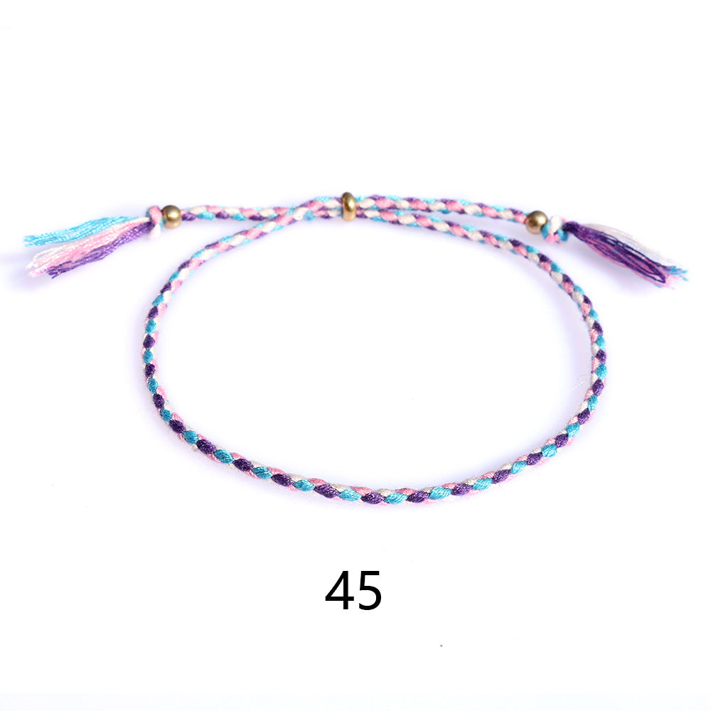 Women's & Men's Colorful Cotton String Friendship Copper Bead Bracelets