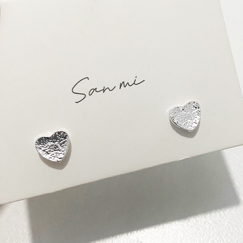 Fresh Plain Sier Plated Bow Female Small Simple Stud Earrings