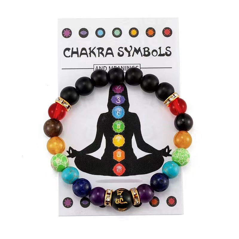 Women's Volcanic Stone Colorful Yoga Energy Six Bracelets