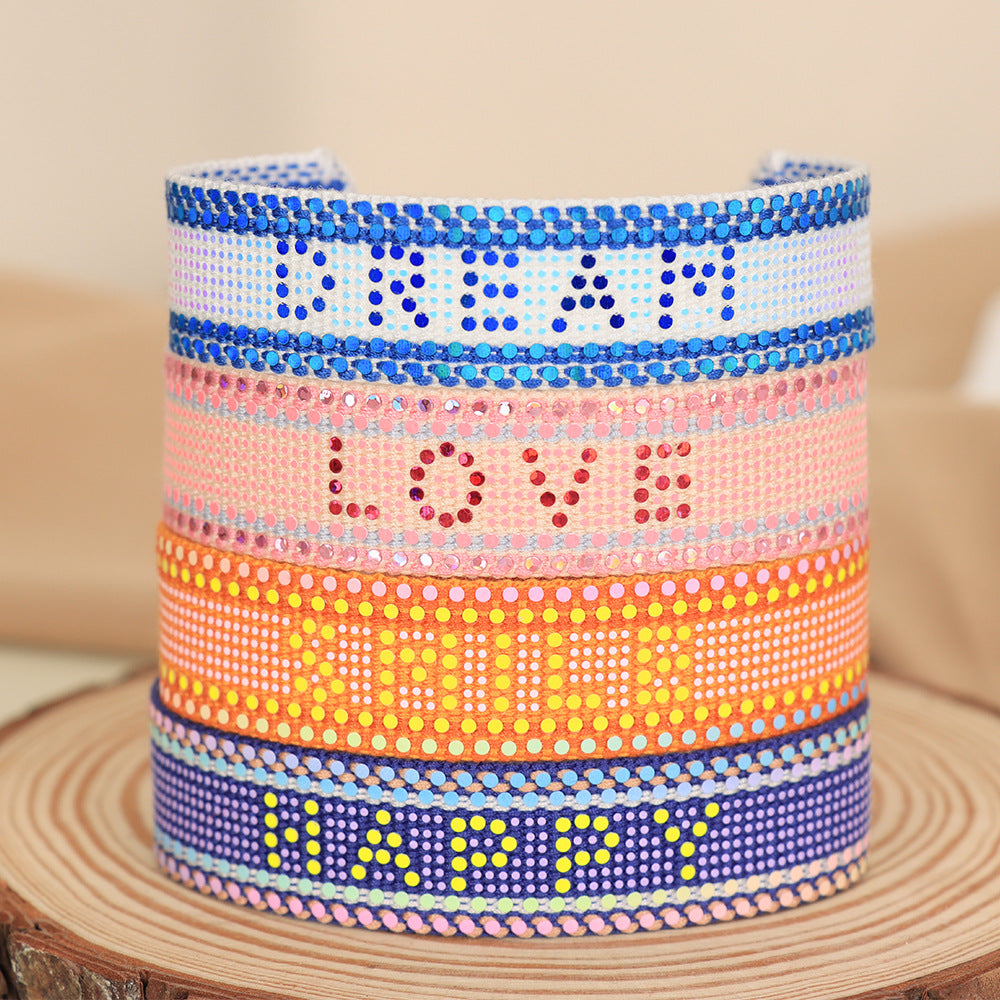 Letters Creative Weaving Female Multicolor Tassel Carrying Bracelets