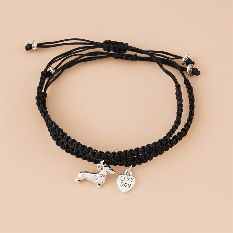 Knot Dog Woven Hand Strap Black Bracelets