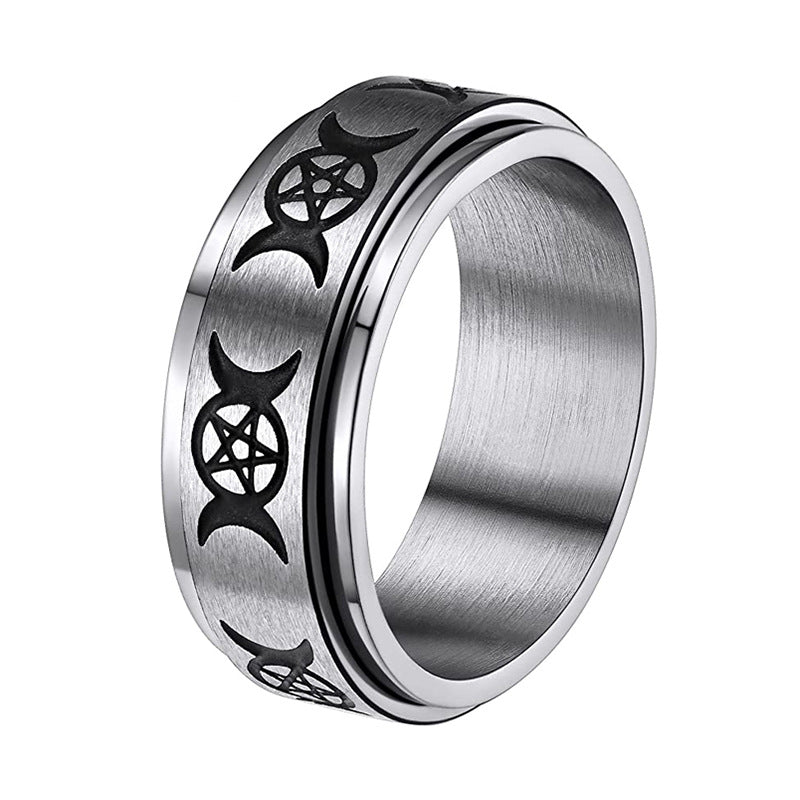 Star Titanium Steel Rotatable Moon Decompression Rings
