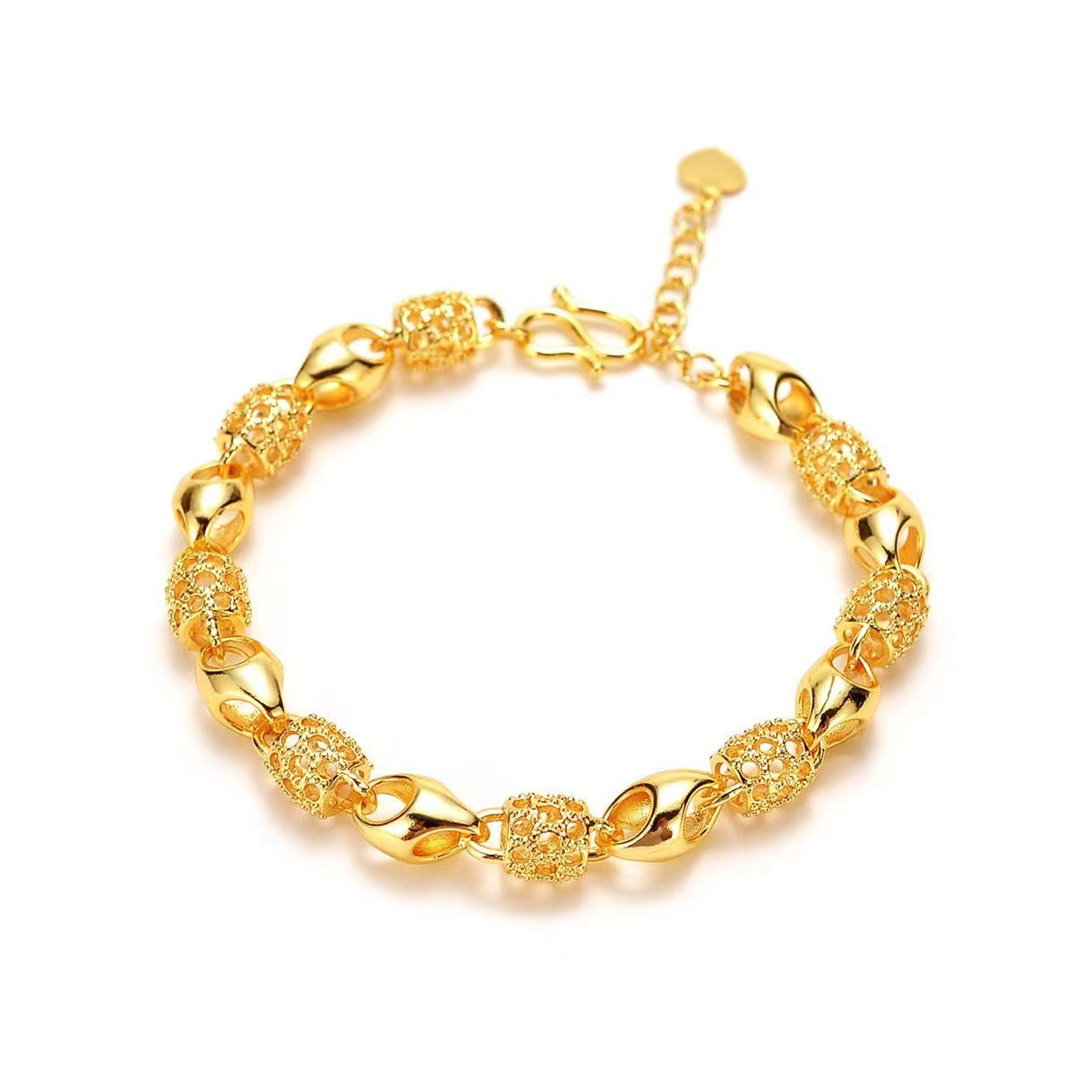 Women's Exquisite Hollow Brass Gold-plated Lucky Beads Bracelets