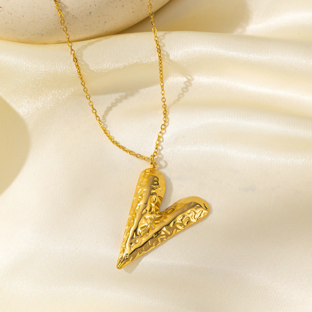 Women's Heart-shaped Stainless Steel For High-grade Golden Peach Heart Necklaces