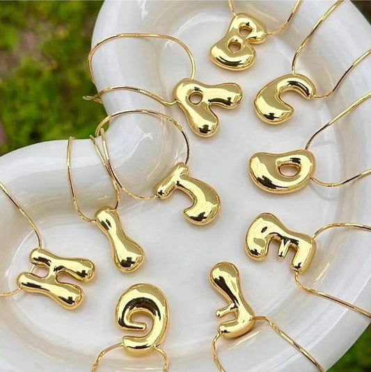 Gold Letter Bubble English Stainless Steel Necklaces