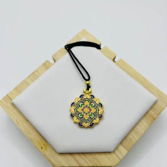 Tibetan Style Alluvial Flowers Cloisonne Enamel Couple Burnt Blue Pendants