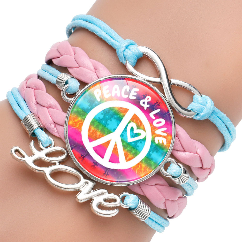 Women's & Men's Ornament Peace Label Signs Woven Combination Bracelets