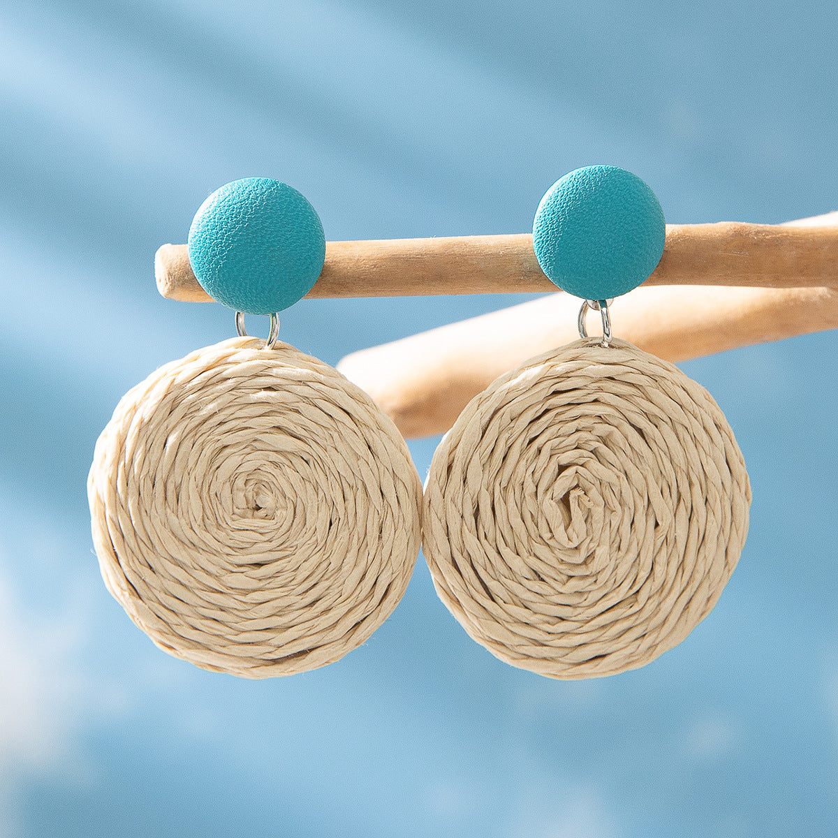 Women's Vacation Style Rattan High-grade Niche Raffia Earrings