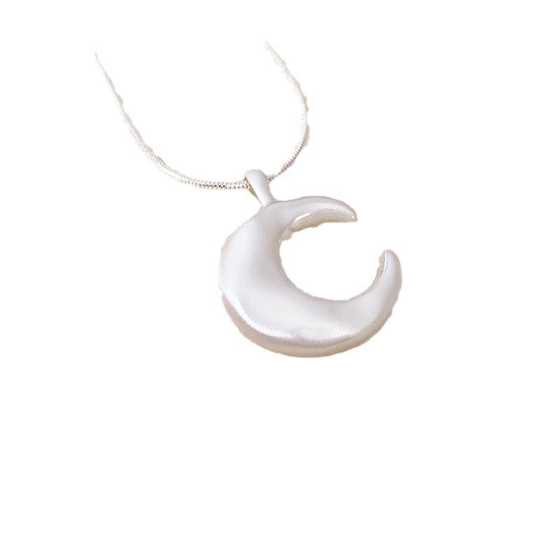 Brushed Moon Female Shaped Crescent Opening Necklaces