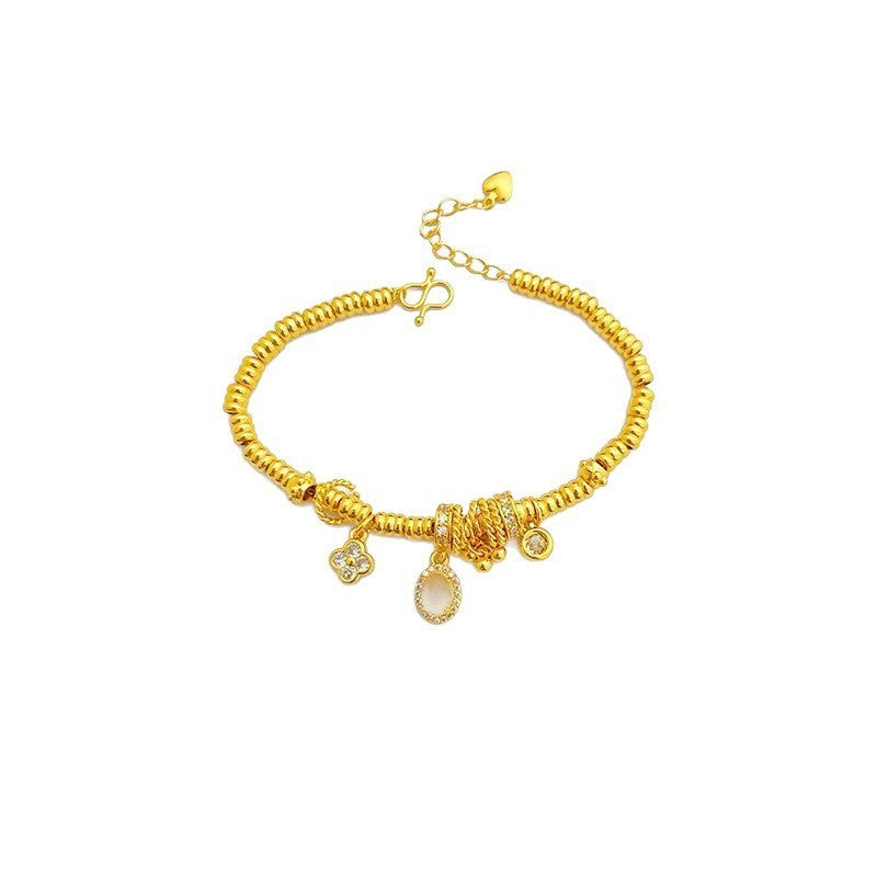 Women's White Diamond Big Four-leaf Clover Wrapped Bracelet