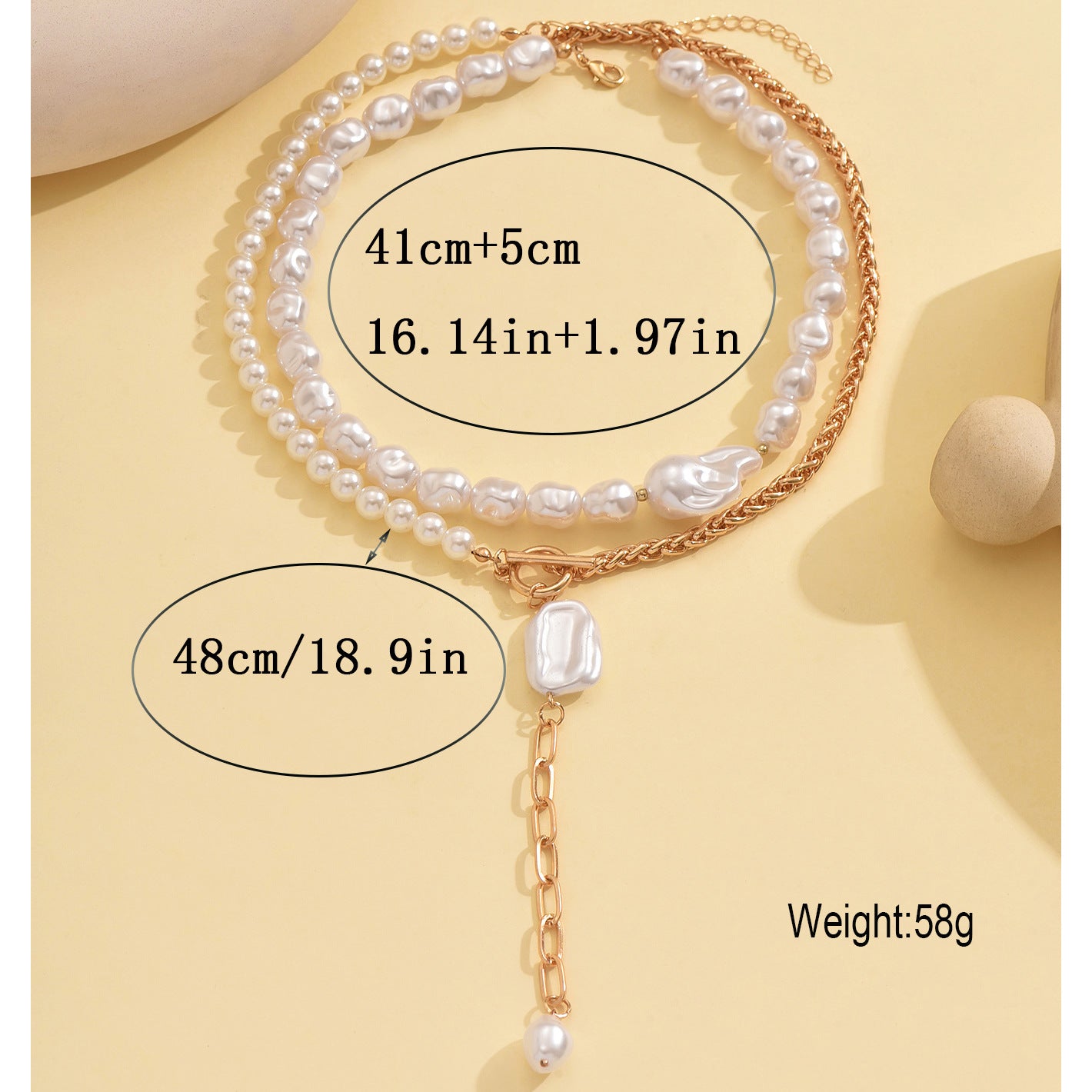 Baroque Imitation Pearl Female Personality Twin Necklaces