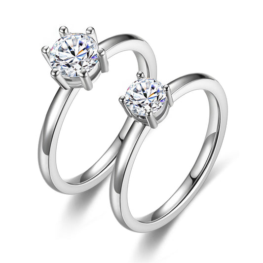 Women's Luxury Inlaid Zircon Titanium Steel Simple Rings