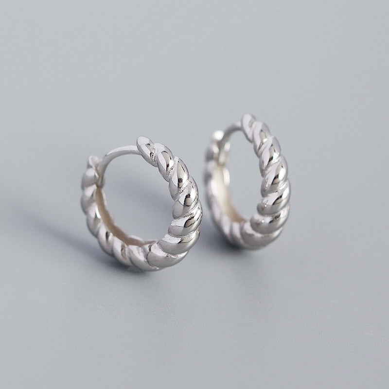 Metallic Textured Twist Twisted Thread Ear Earrings