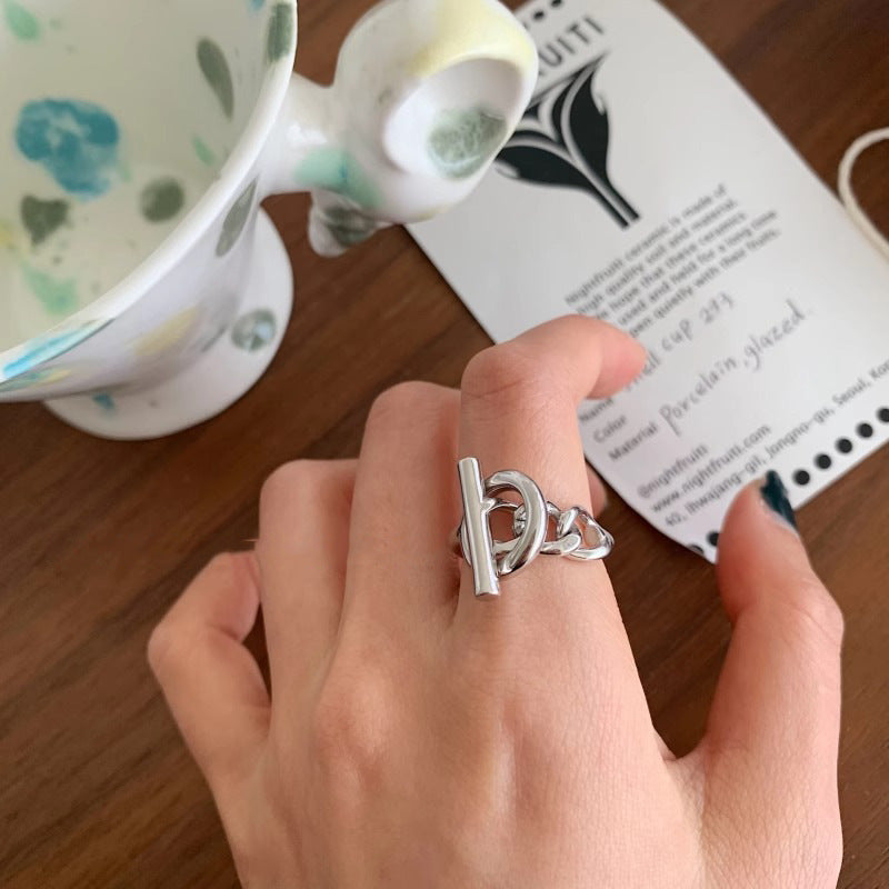 Twist Knitted Buckle Female Trendy Cold Disco Sterling Sier Index Rings