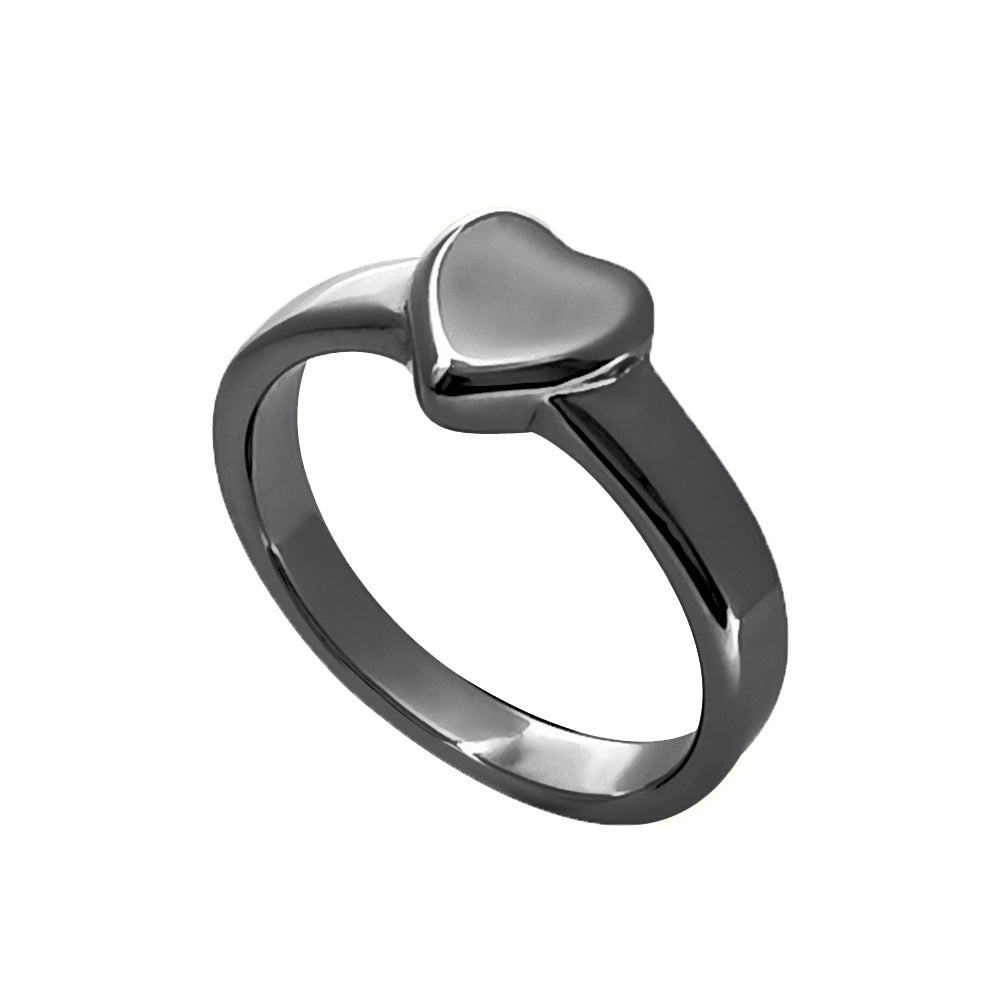 Titanium Steel Heart-shaped Casting Engraved Hand Rings