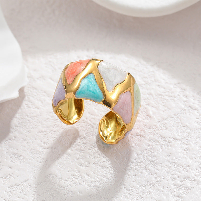 Geometric Irregular Lines Drip Open Fashion Titanium Rings