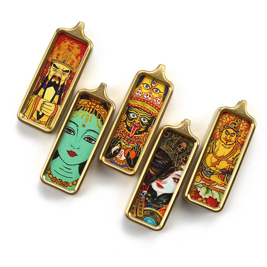 Hand Painted Golden Outline Eight Patron Saints Pendants