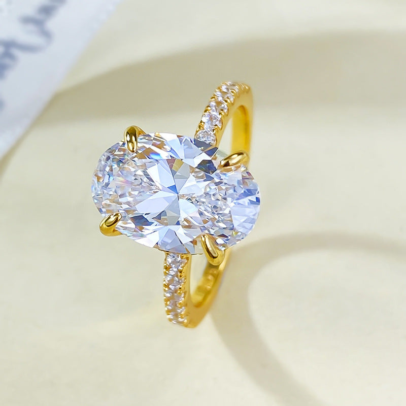 Jewelry Sier Plated Artificial Diamond Oval Rings