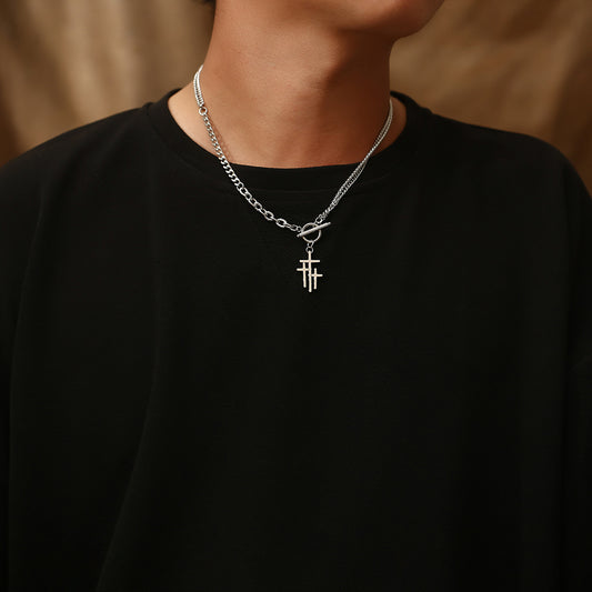 Women's & Men's Overlapping Niche Titanium Steel Clavicle Chain Necklaces