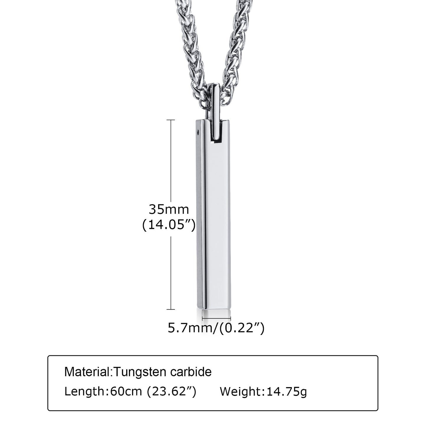 Men's Glossy Tungsten Steel Plain Long Wax Pendants