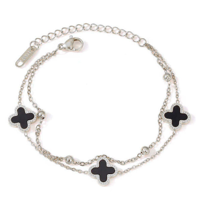 Women's Titanium Steel Korean Clover Sweet Temperamental Bracelets