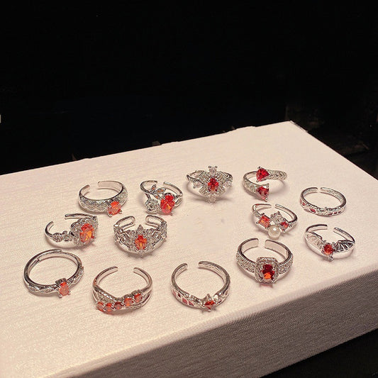 Diamond Zircon Female Exquisite Oval Sweet Rings