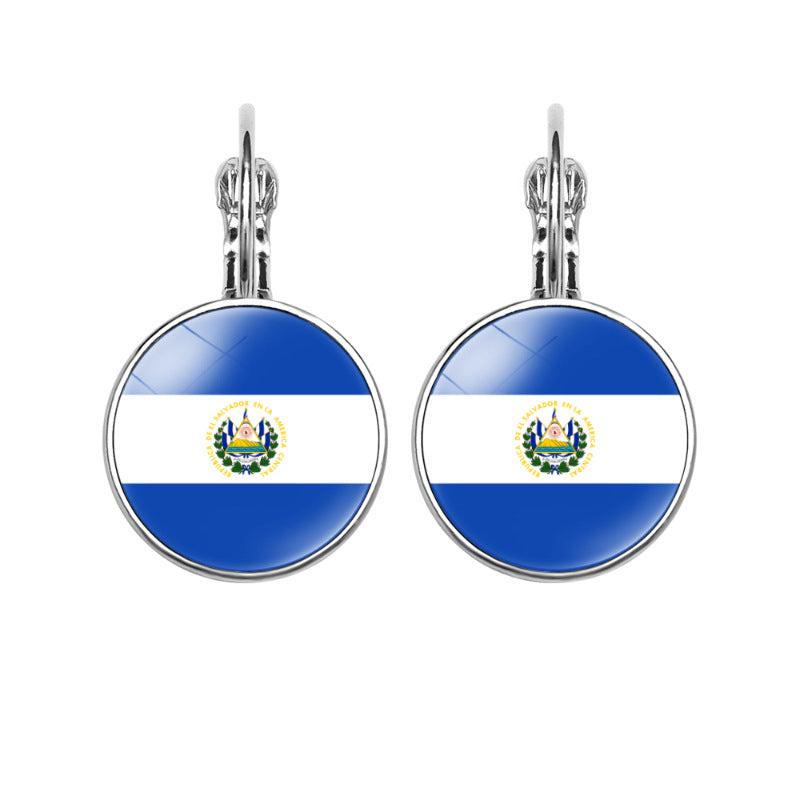 Women's National Flag Pattern Time Stone Eardrops Earrings