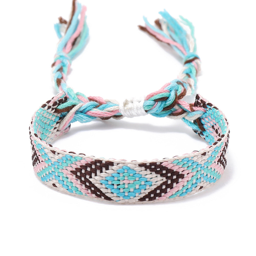 Women's Style Plaid Cotton Linen Colorful Nepal Bracelets