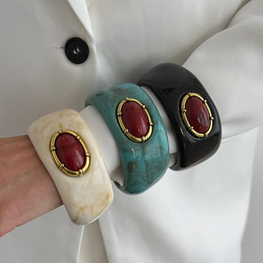 Bohemian Style Inlaid Gemstone Resin Personality Blooming Bracelets