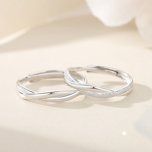 Pure Sier Interwoven Mobius Couple Niche Design Rings