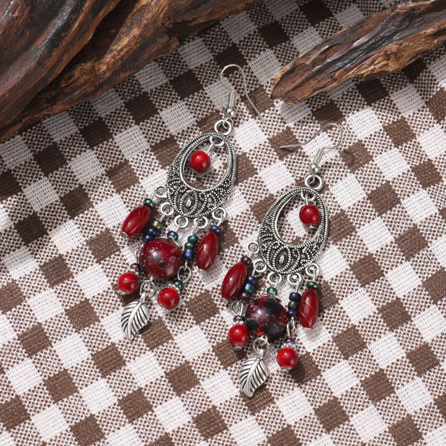 Retro Ethnic Antique Sier Goddess Ornament Earrings