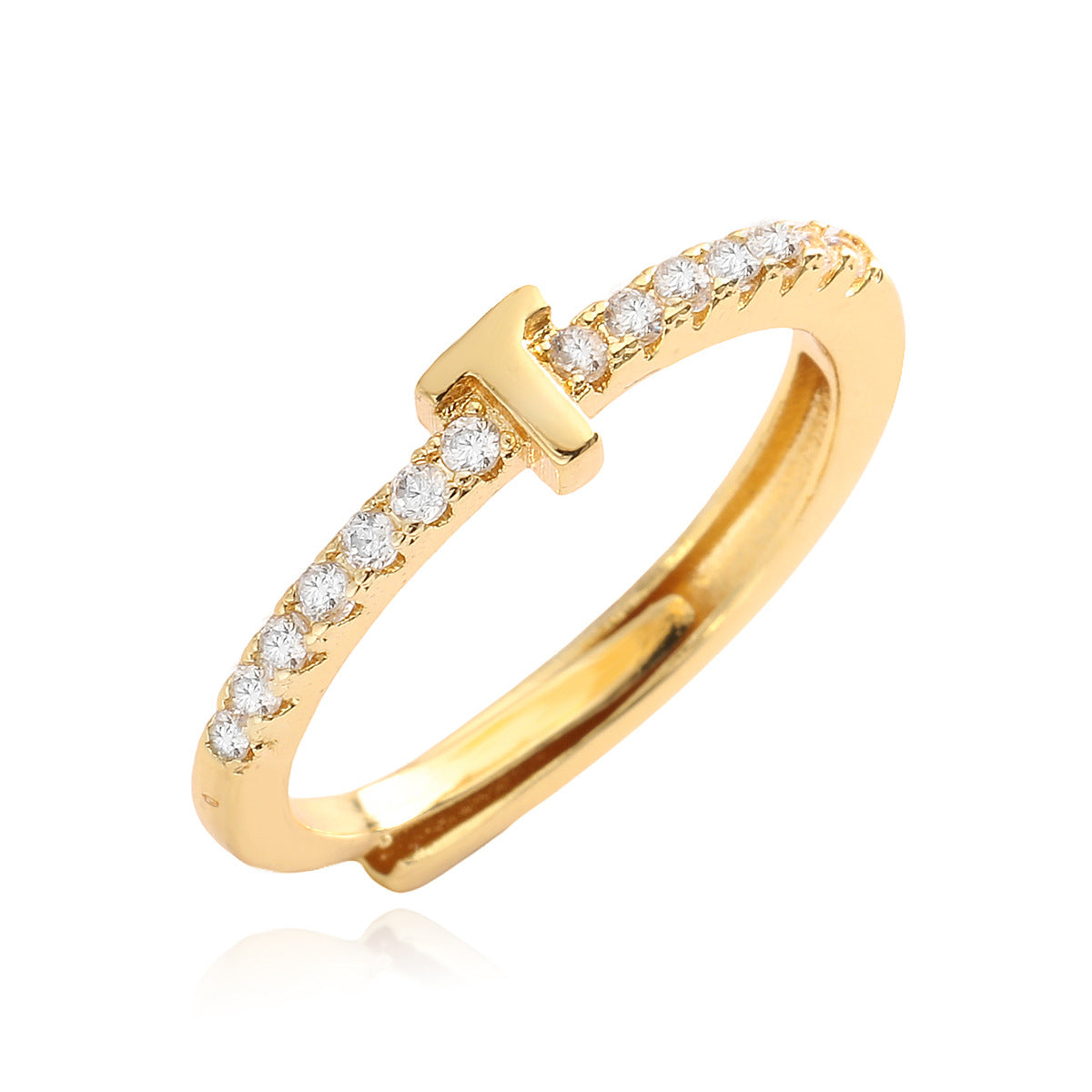 Simple Light Luxury Gold Zircon English Rings