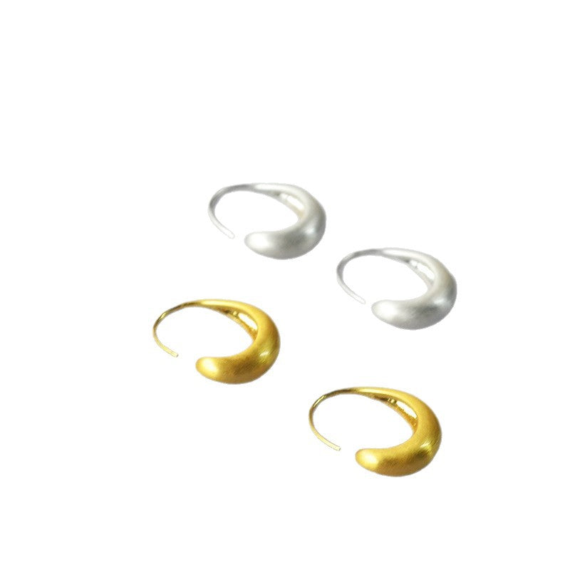 Women's Artistic Crafts Brushed Texture Brass Gold Plated Cold Style Hook Rings