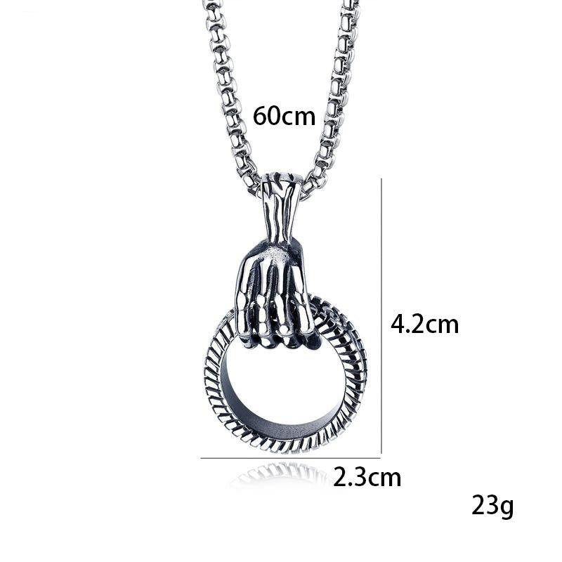 Men's Hip Hop Skull Hand Personality Titanium Necklaces