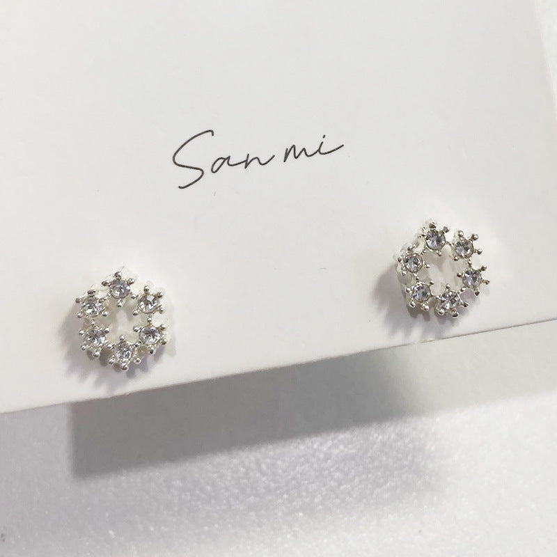Fresh Plain Sier Plated Bow Female Small Simple Stud Earrings