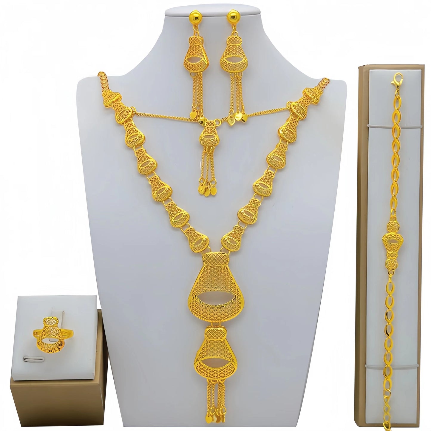 Durable Casual Gold Arab Bridal Wedding Jewelry Set