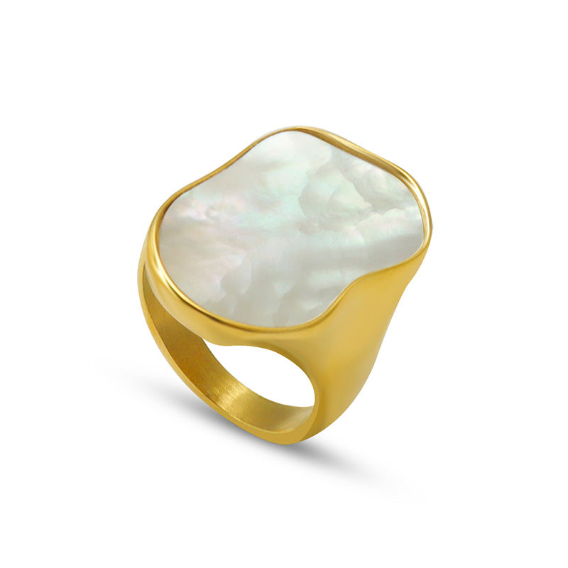 Exaggerated Geometry Irregular Niche Titanium Steel Gold-plated Ring