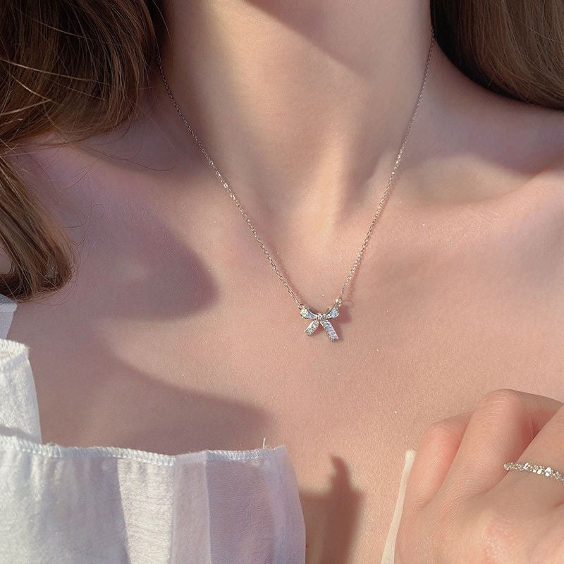 Bow Female Light Luxury Minority Clavicle Necklaces