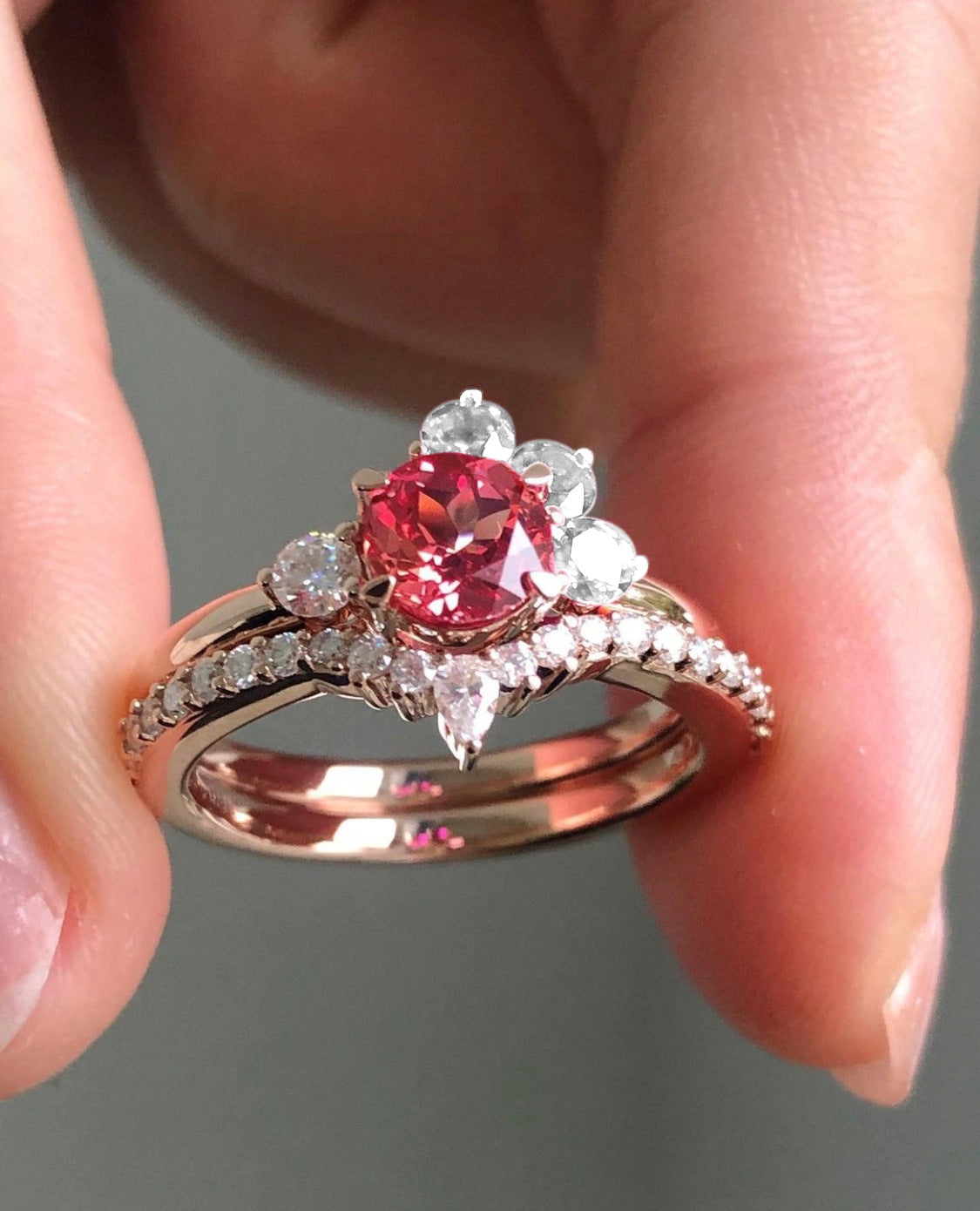 Zircon Rose Gold Color Gemstone Diamond Rings