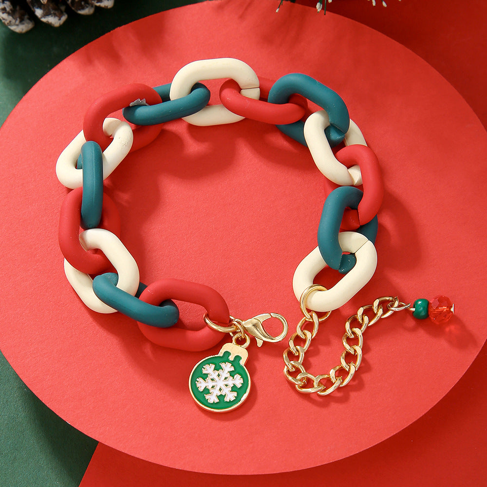 Bell Pearl Snowflake Elk Festive Holiday Bracelets