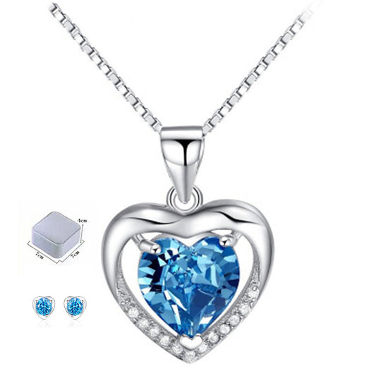 Women's Blue Heart Korean Light Luxury Minority Heart-shaped Pendants