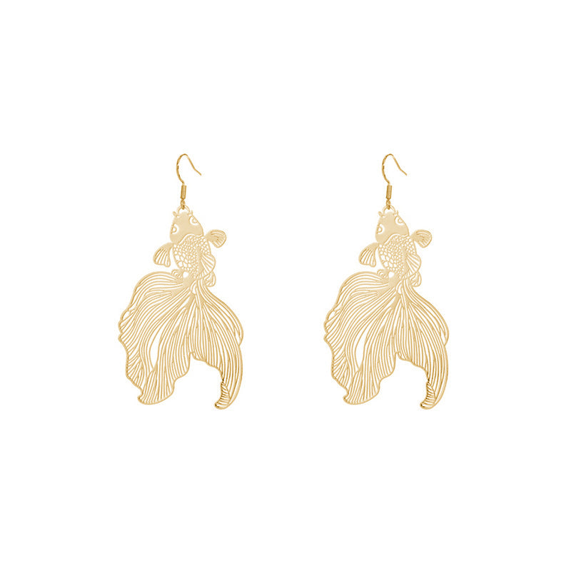Women's Creative Double-sided Hollow Goldfish Exaggerated Paint Earrings