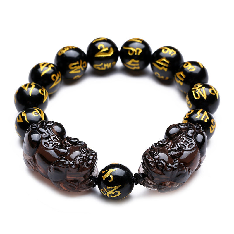 Women's & Men's Mantra Pi Icy Obsidian Double-headed Ornament Bracelets